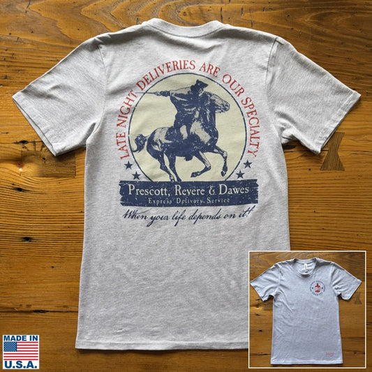 "Prescott, Revere, and Dawes Express Delivery Service" Made in America Shirt from The History List Store.