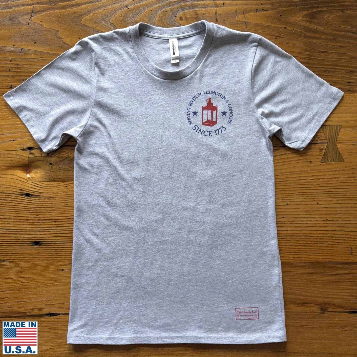 Front view of the "Prescott, Revere, and Dawes Express Delivery Service" Made in America Shirt from The History List Store.