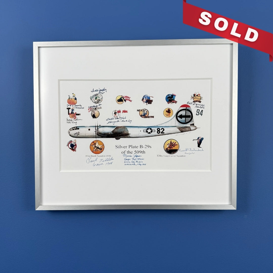 509th Composite Group Signed by Tibbets, Van Kirk, and other crew — Framed