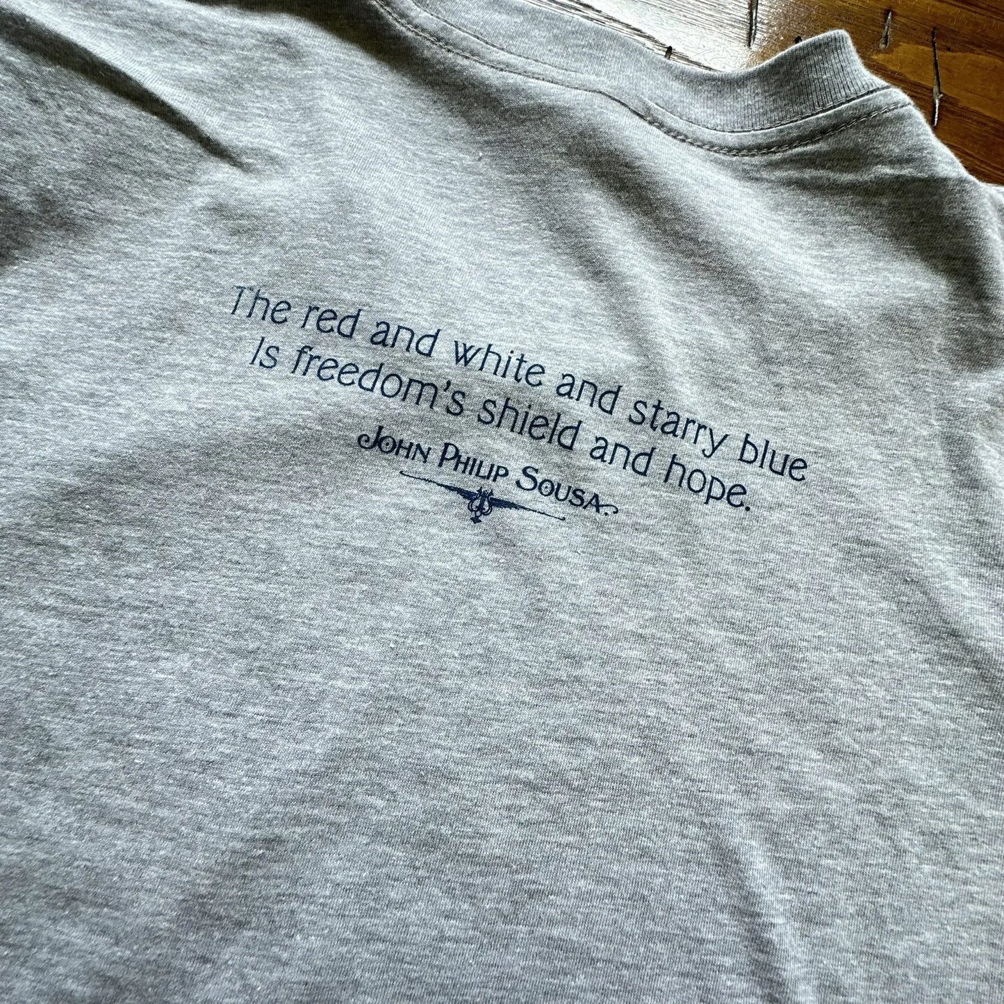 Close-up detail of the Back view of the "Stars and Stripes Forever" Shirt from The History List Store.