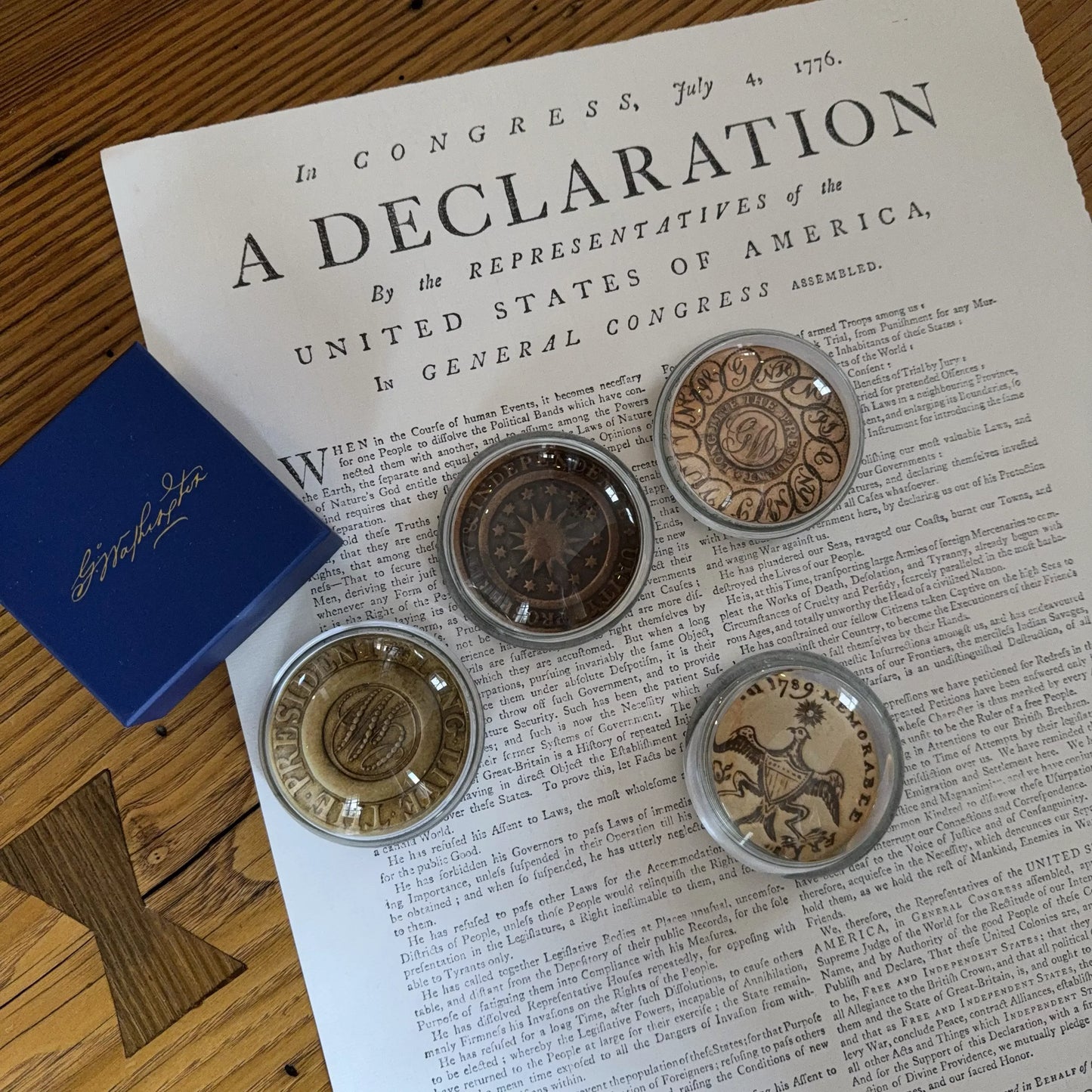 Washington Inaugural Button Glass Paperweights — All four designs — All Made in America from The History List store