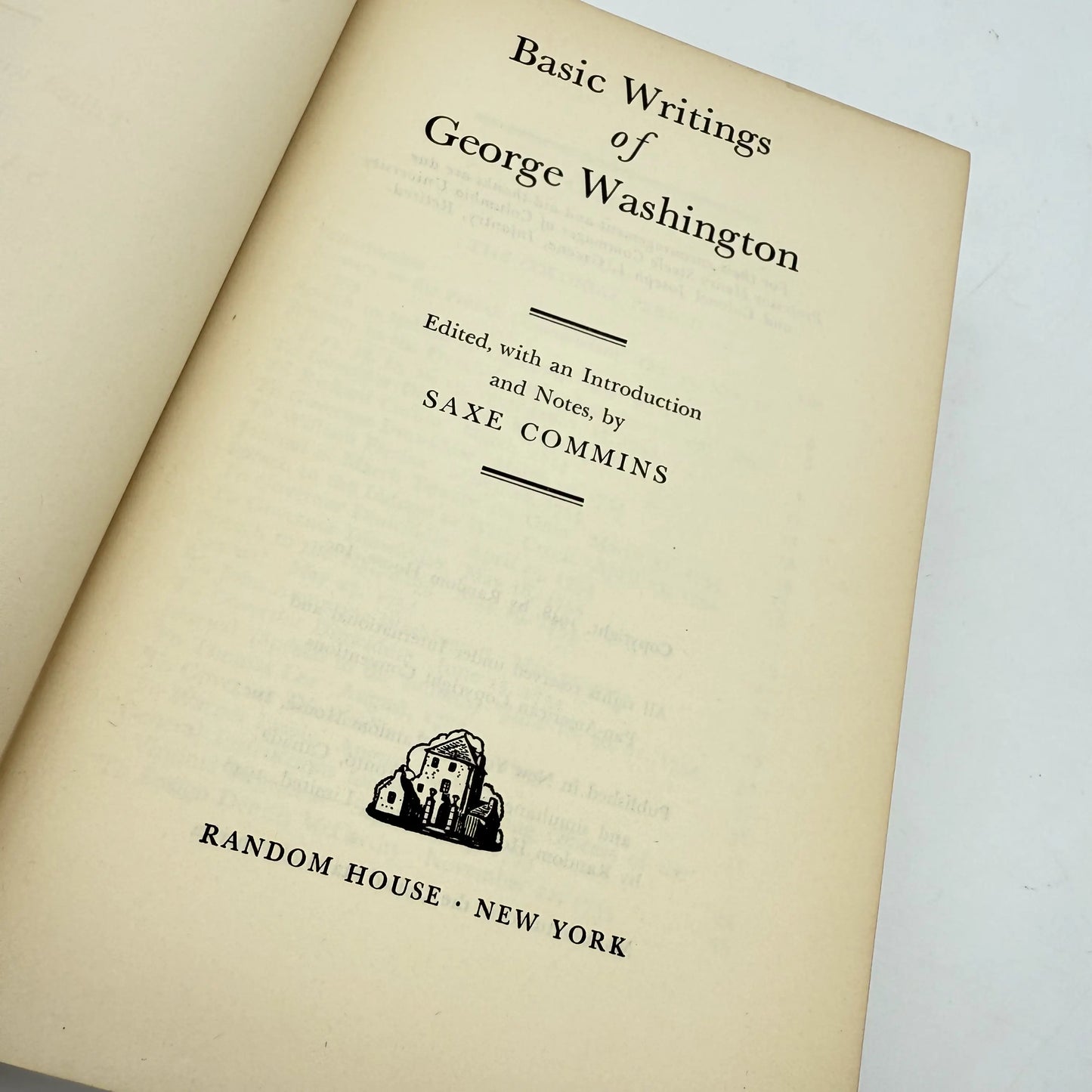 "Basic Writings of Washington" by Saxe Commins