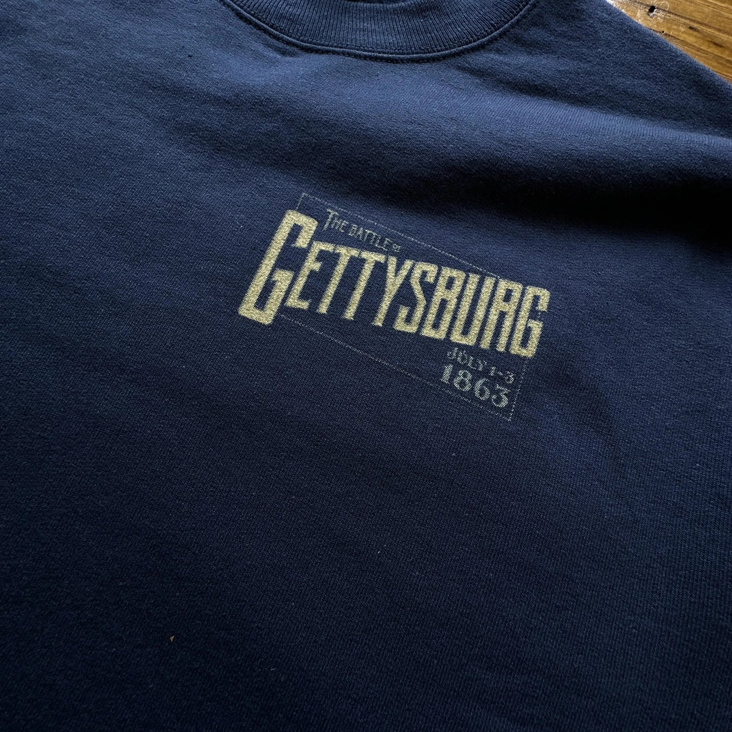 Close-up front of "The Battle of Gettysburg" Crewneck sweatshirt from The History List Store.