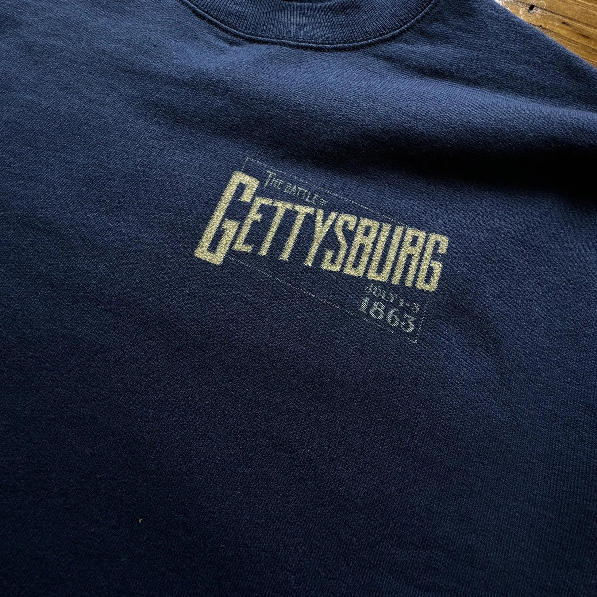 Close-up front of "The Battle of Gettysburg" Crewneck sweatshirt from The History List Store.