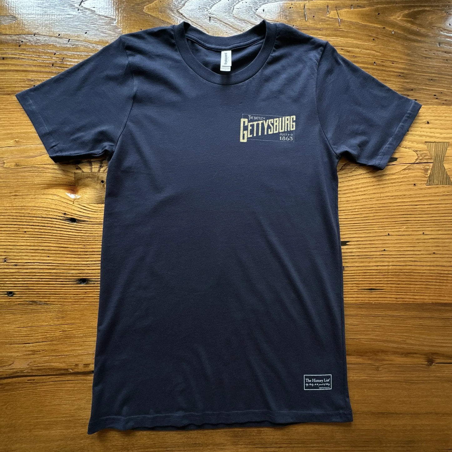 Front of "The Battle of Gettysburg" Shirt from The History List store in Navy