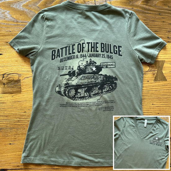 The Battle of the Bulge Women's v-neck shirt from The History List store