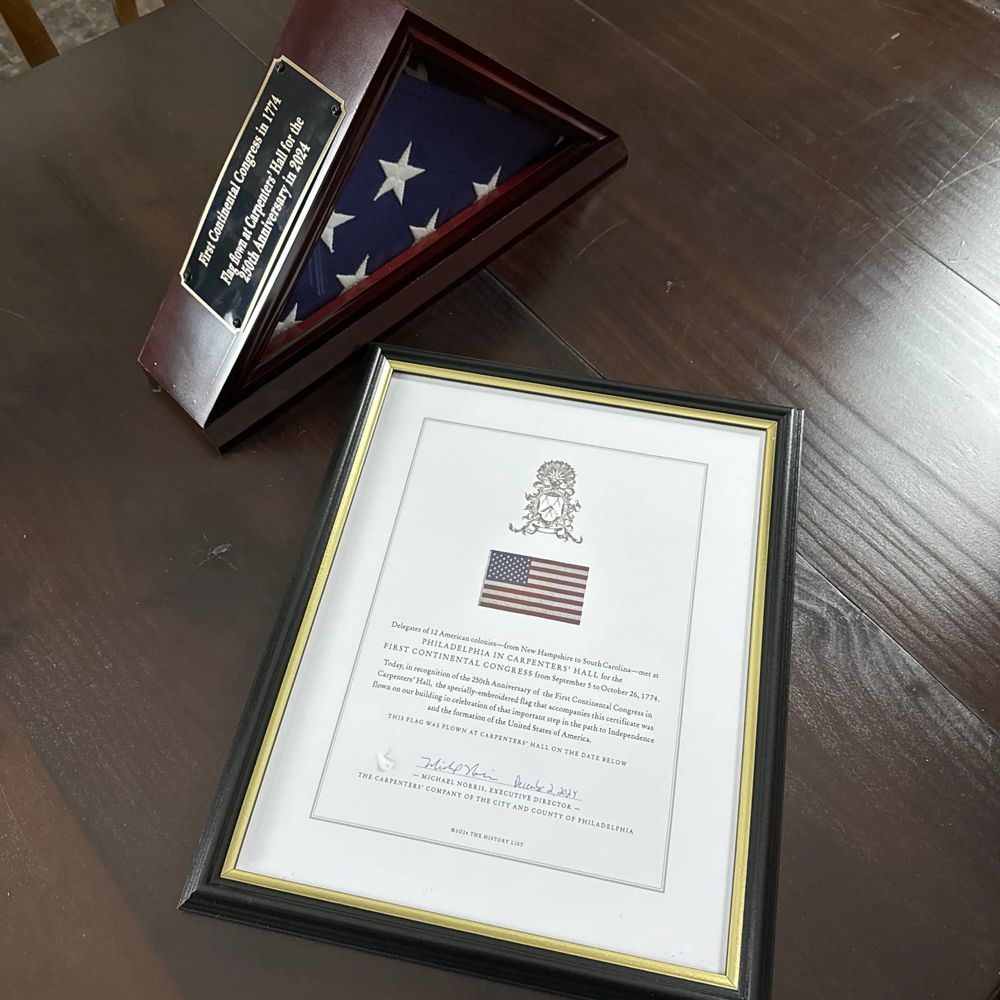 250th Anniversary First Continental Congress Flag flown on Carpenters’ Hall