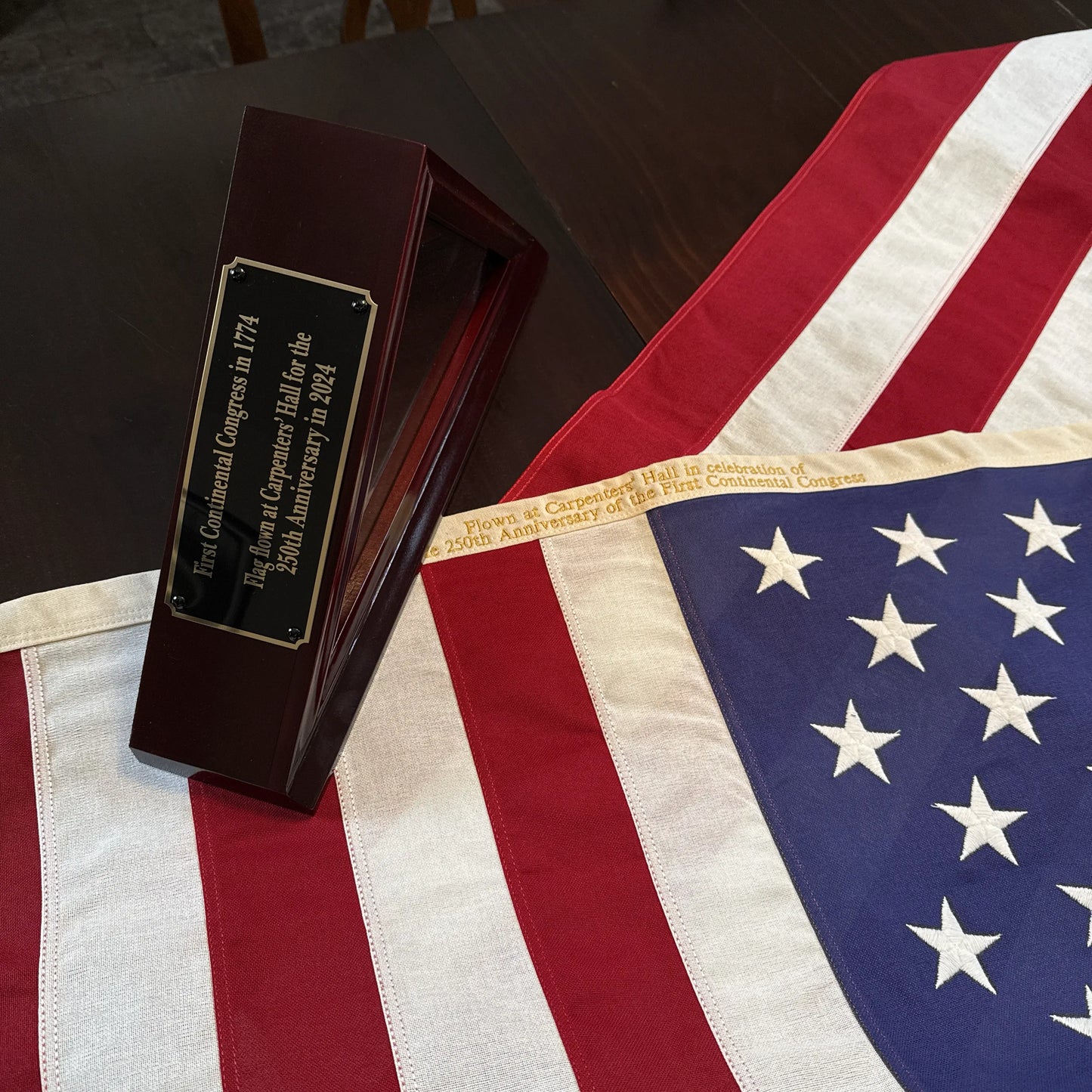 250th Anniversary First Continental Congress Flag flown on Carpenters’ Hall