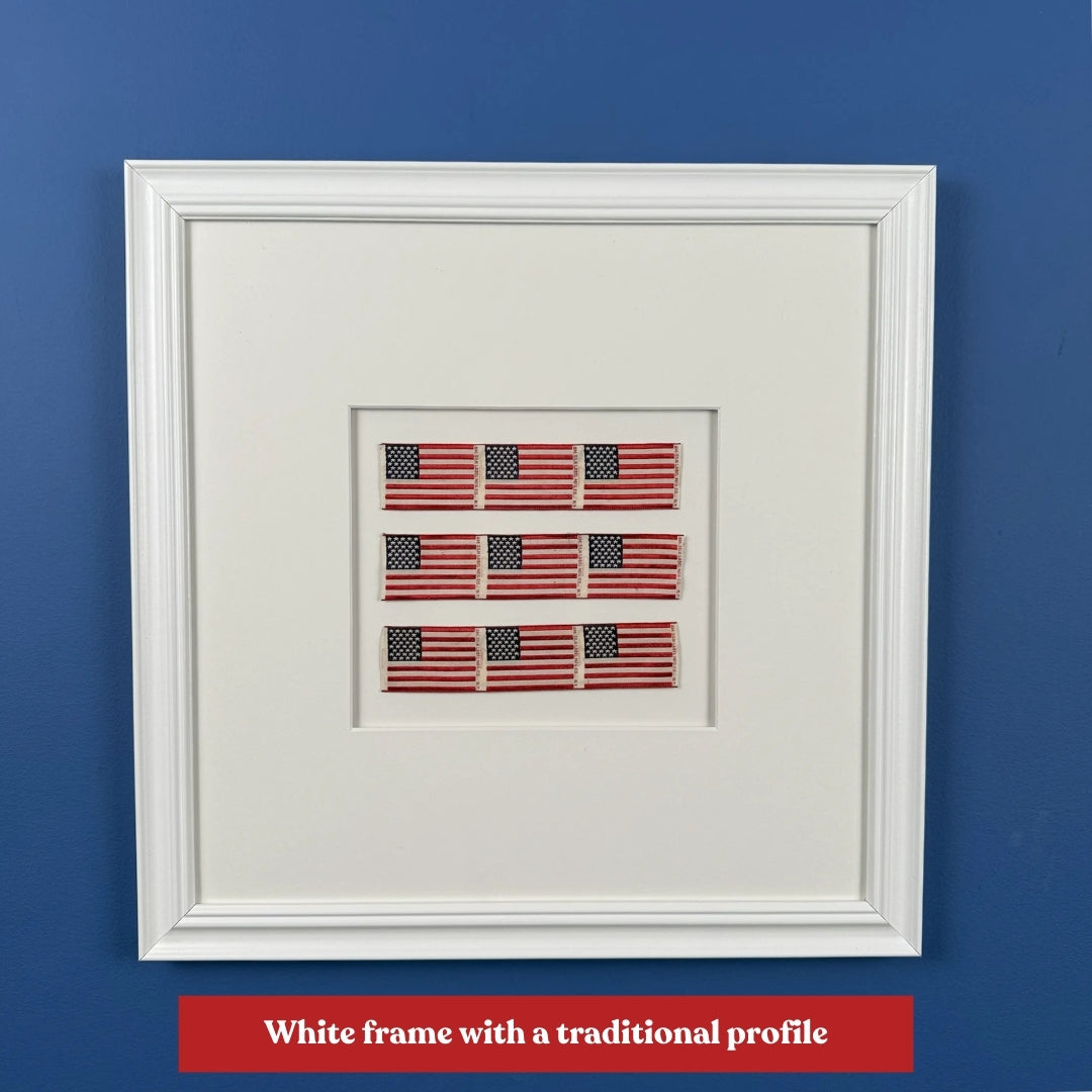 1876 American Centennial Silk Flags — Framed in a traditional profile from The History List store