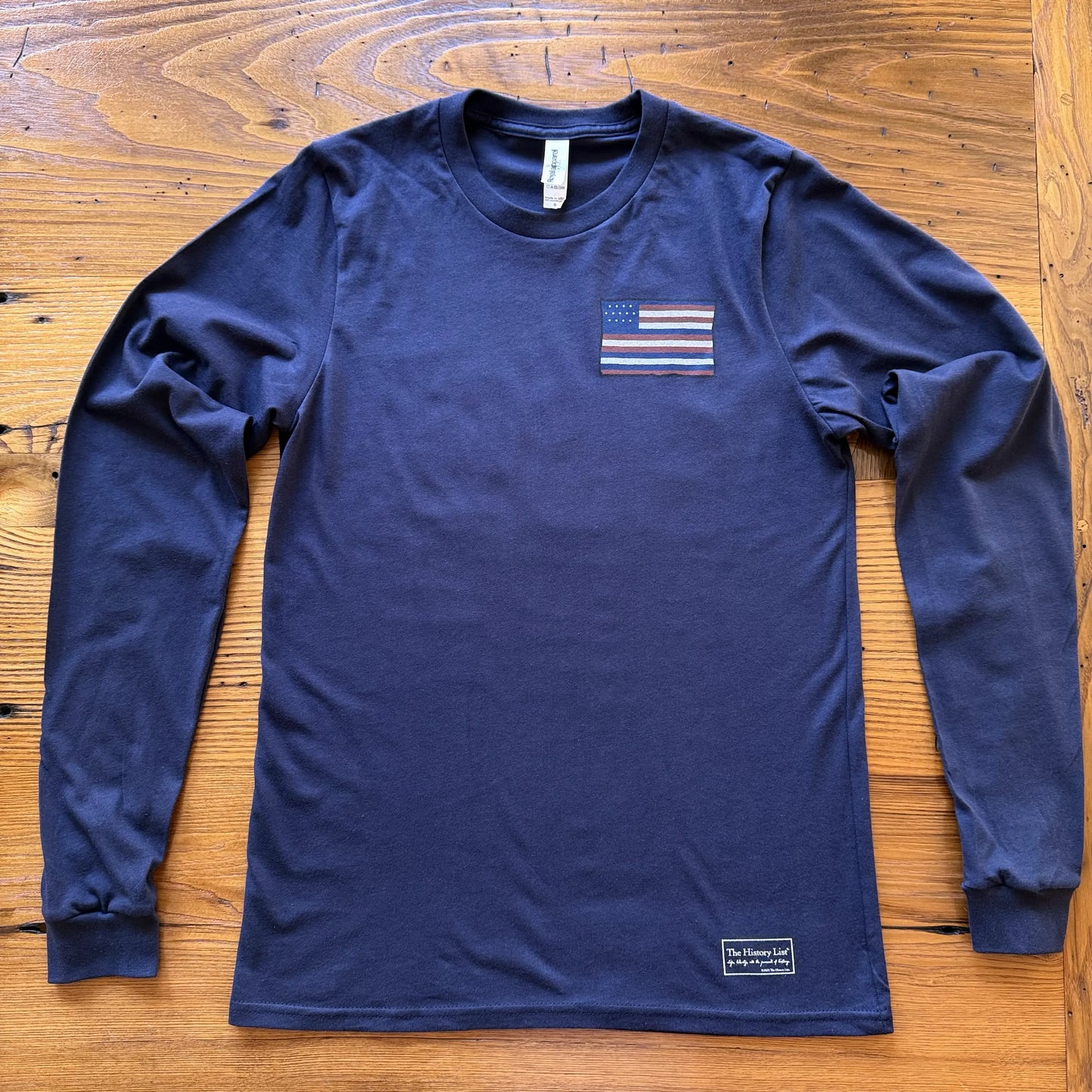 Front of The Continental Navy Made in America Long-sleeved shirt from The History List Store