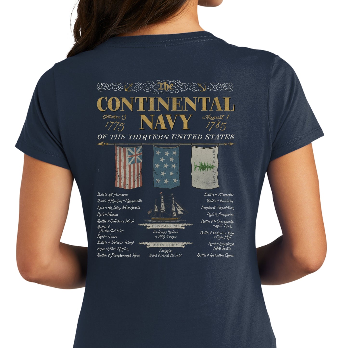 "The Continental Navy" Women's fitted v-neck shirt