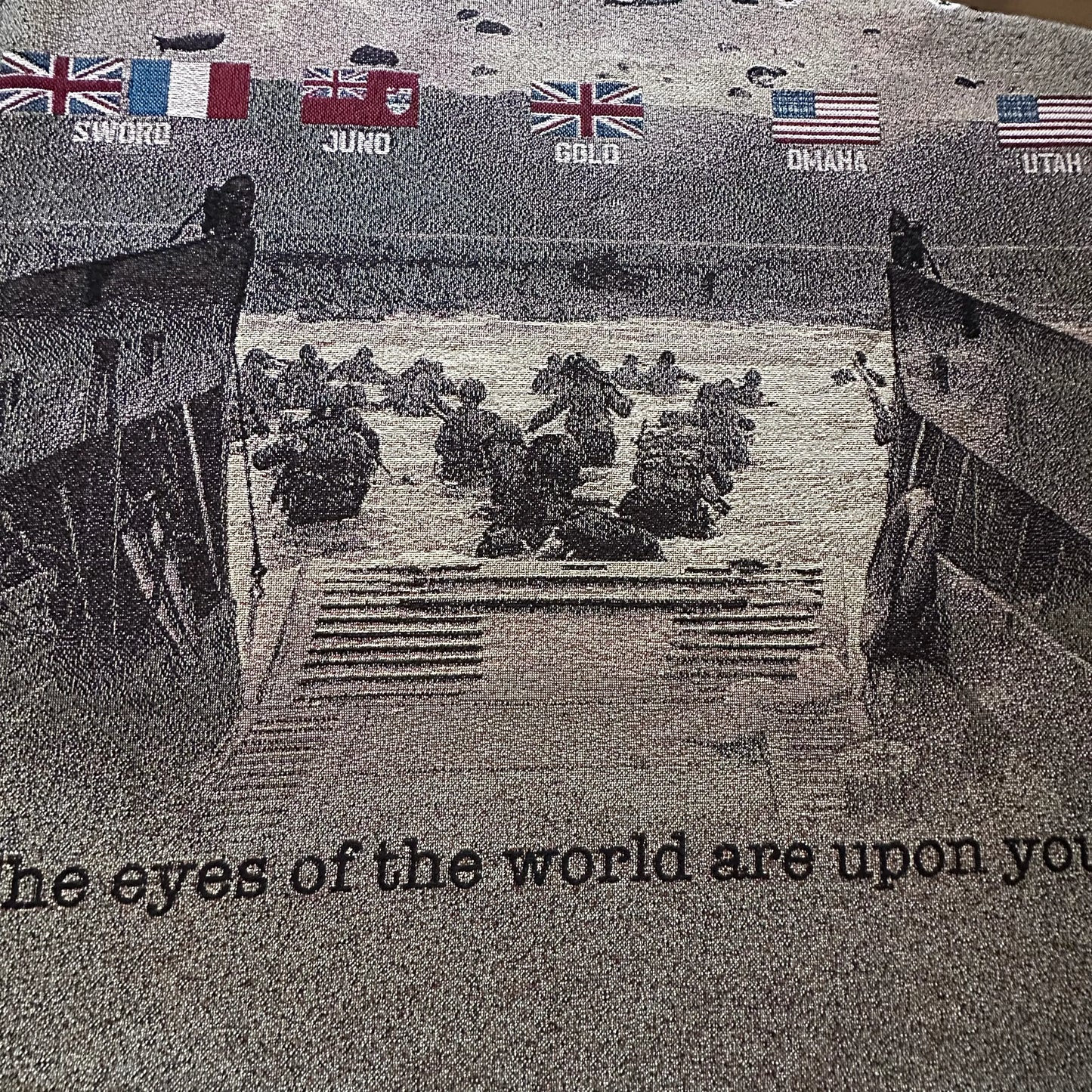 Close-up of men from the D-Day Operation Overlord Woven Blanket — Made in America from The History List store