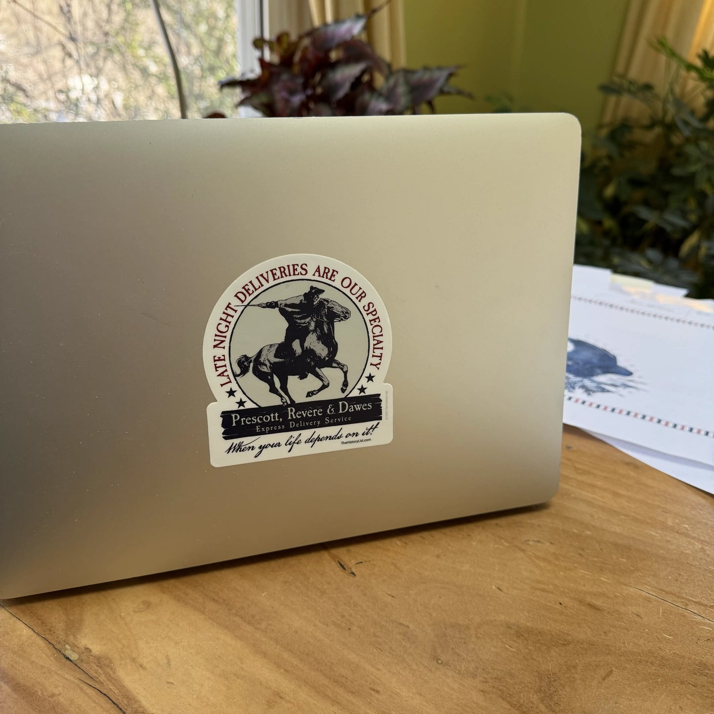 "Prescott, Revere & Dawes Express Delivery Service" Sticker from The History List store on a laptop