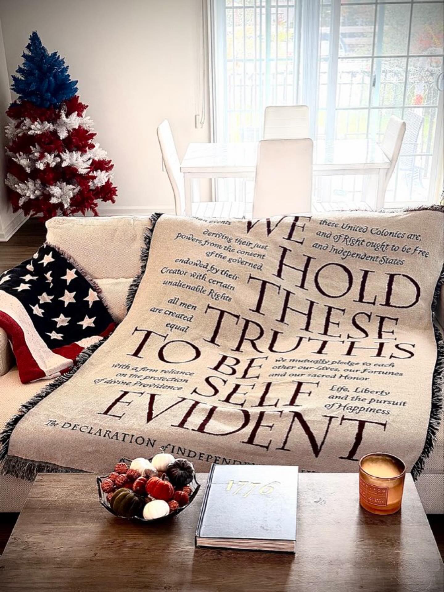 "We hold these truths" Declaration of Independence Made in America woven blanket