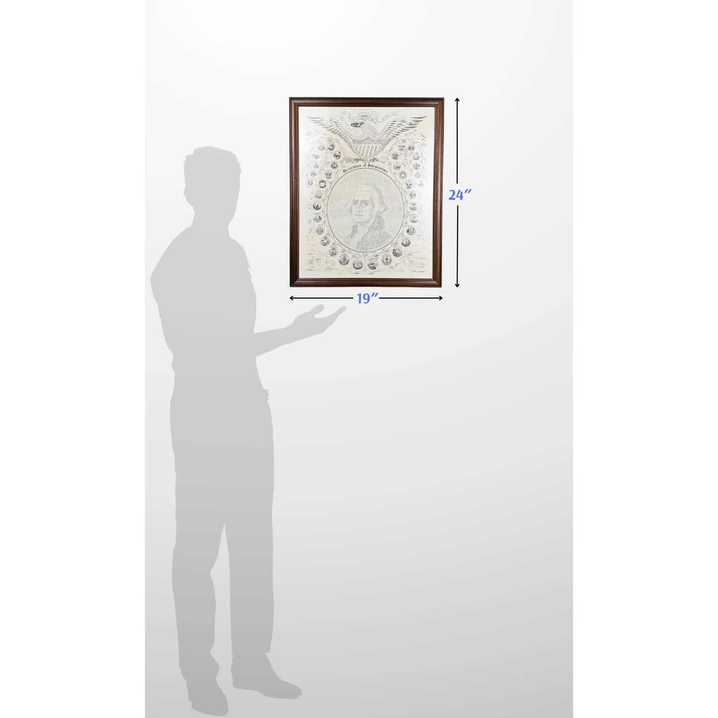 "Declaration of Independence" Calligraphy of George Washington with the seals of 16 states — Archival print — Available framed or unframed
