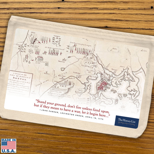 1775 map with Battle of Lexington and Concord and Battle of Bunker Hill — Large Zipper Bag