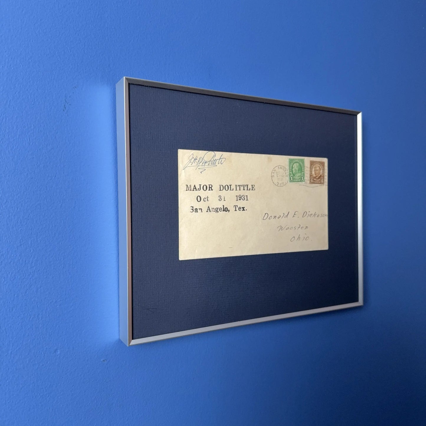 Envelope signed by Major James Harold Doolittle — Framed