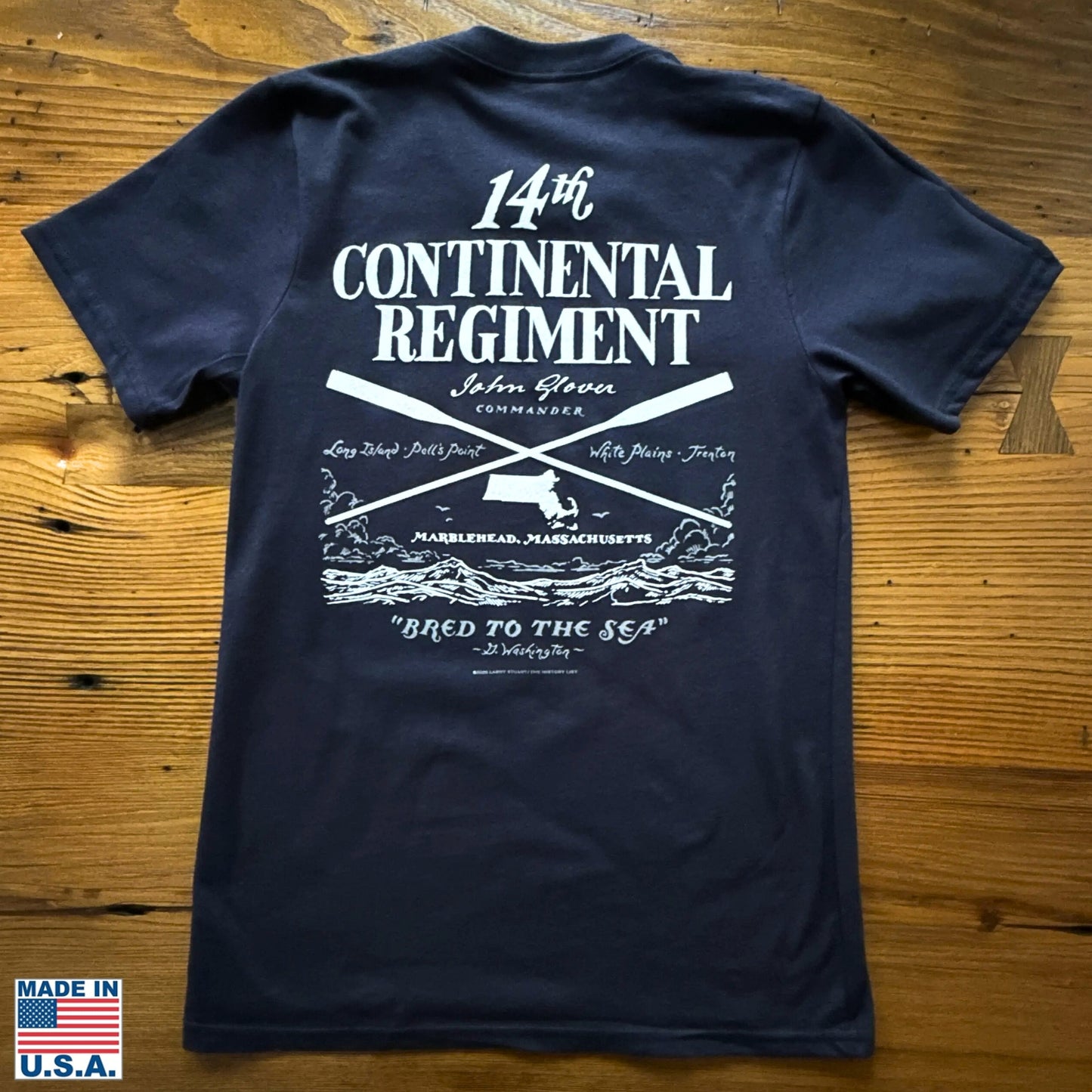 Back of the "Glover's Company — 14th Regiment" Made in America Shirt from The History List store