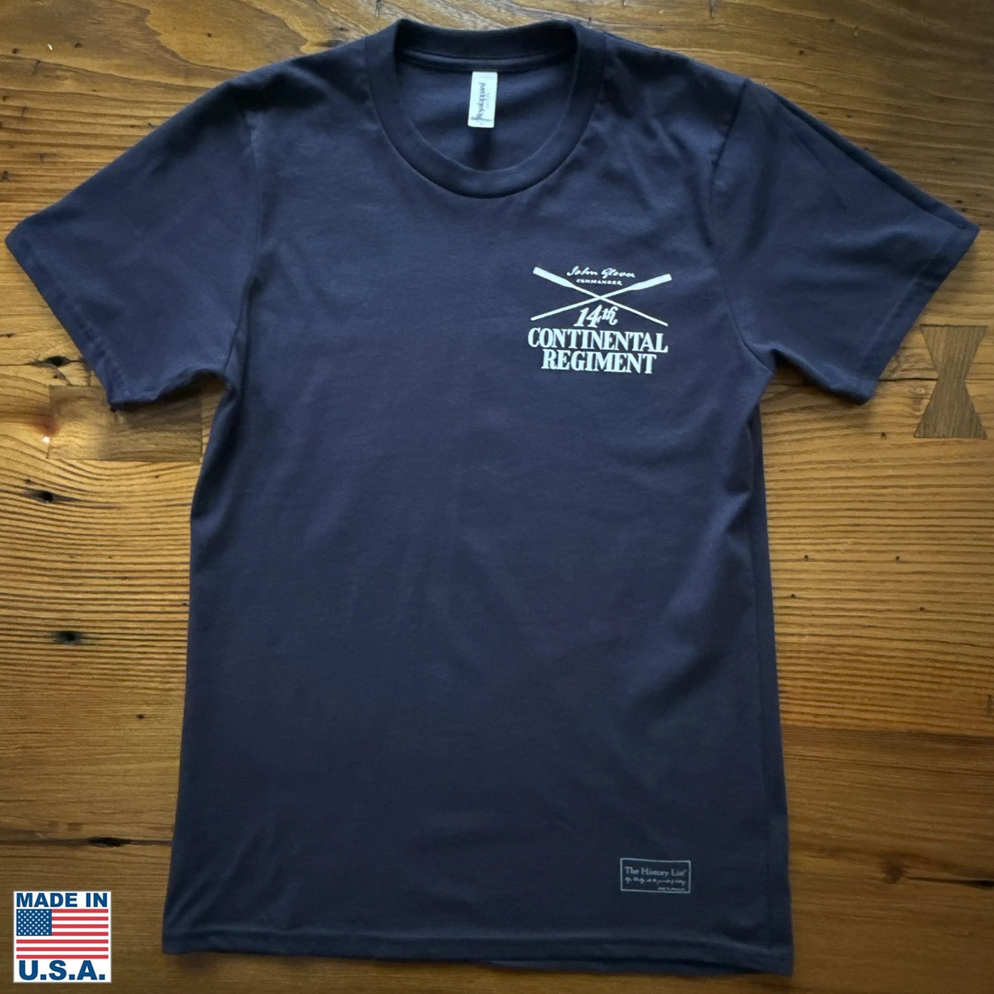 Front view of the "Glover's Company — 14th Regiment" Made in America Shirt from The History List store