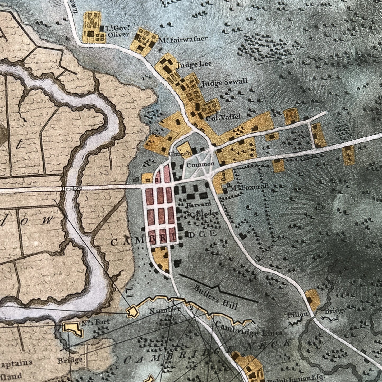 Boston Under Siege: Henry Pelham's Boston 1775-1776 colored aquatint map in an archival, full-sized print