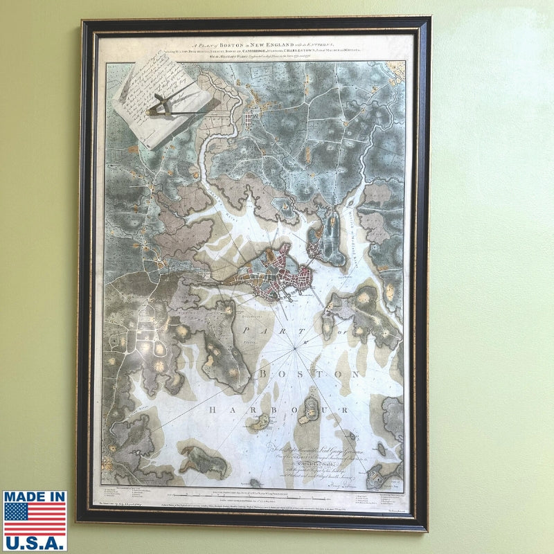 Boston Under Siege: Henry Pelham's Boston 1775-1776 colored aquatint map in an archival, full-sized print