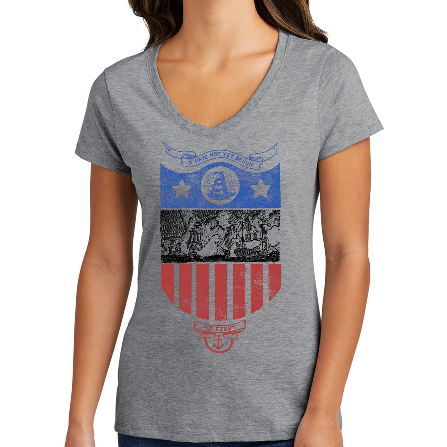 "I have not yet begun to fight!" Women's fitted v-neck shirt — Limited edition from The History List Store.