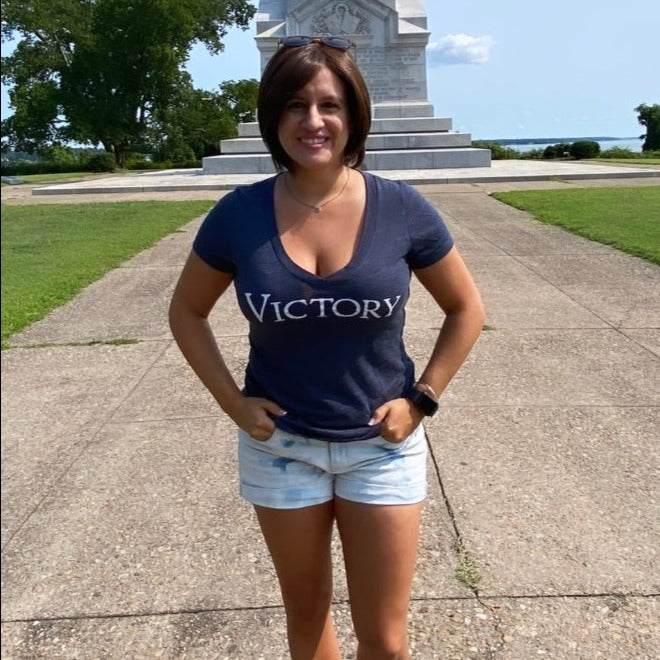 "Victory" V-neck shirt - Vintage navy