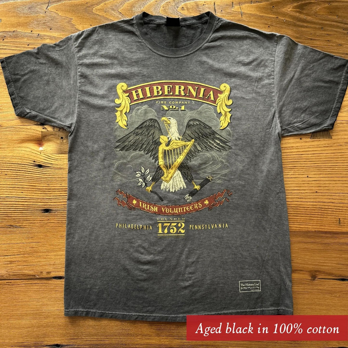 Irish Volunteers - Hibernia Fire Company shirt in Aged Black, from The History List Store.