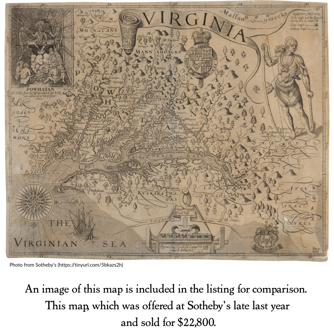 1630s Map of Virginia — Archival print — Nova Virginiae Tabula