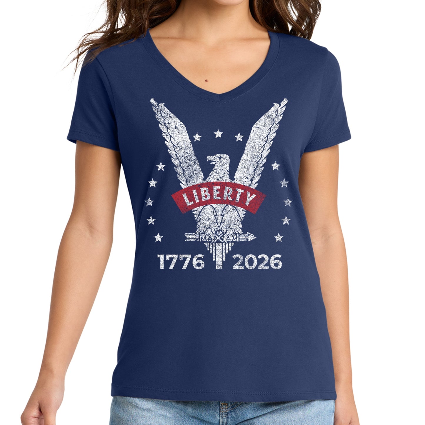 Liberty Eagle — 1776 - 2026 — Women's v-neck shirt