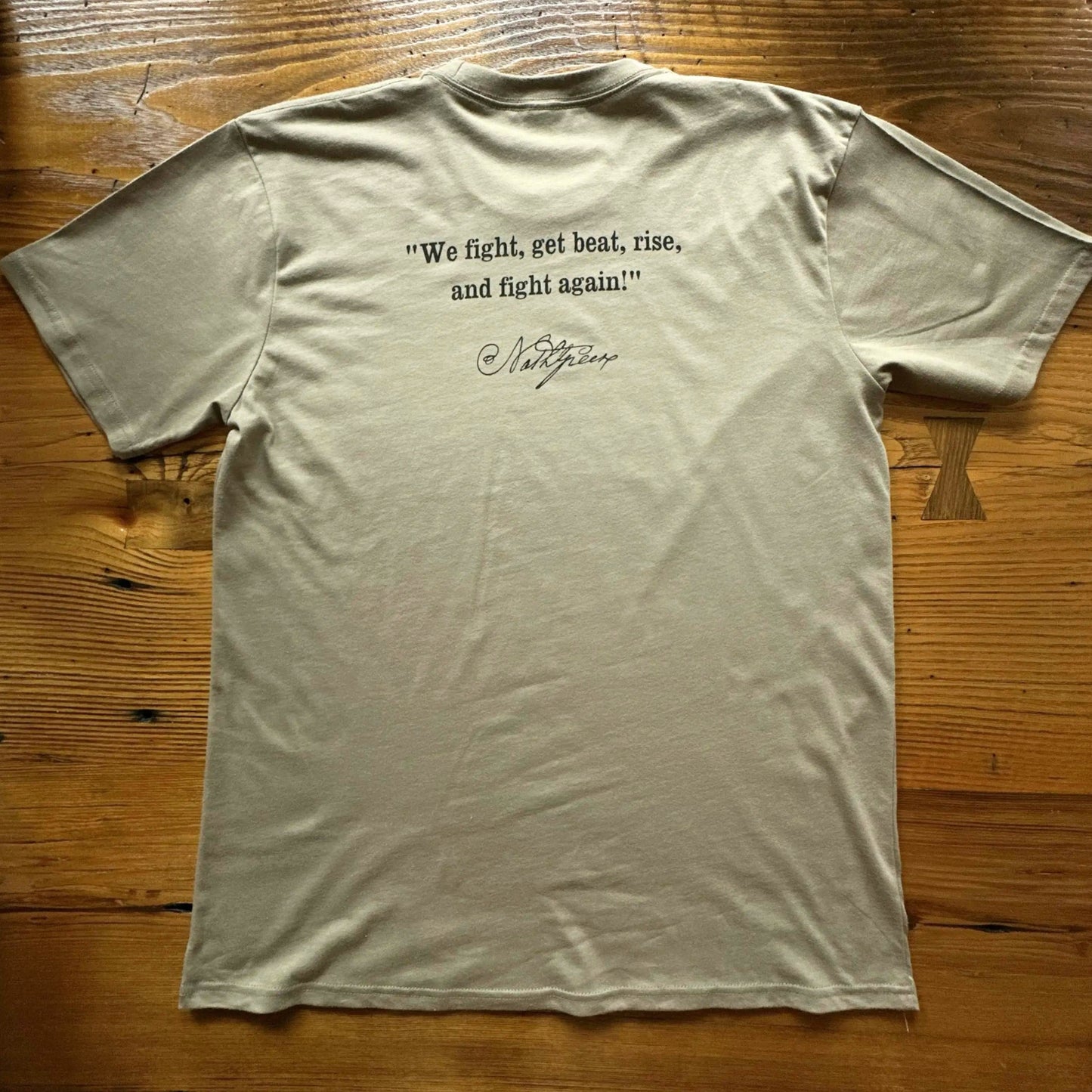 Back view of the Nathanael Greene "We fight!" shirt — Made in America from The History List Store.