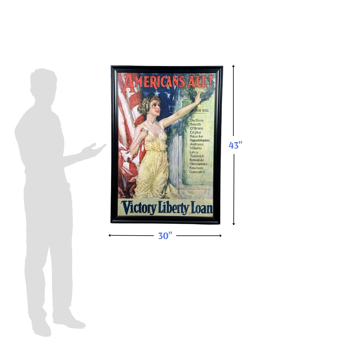 Original 1919 WWI Poster — "Americans All! - Victory Liberty Loan" Poster