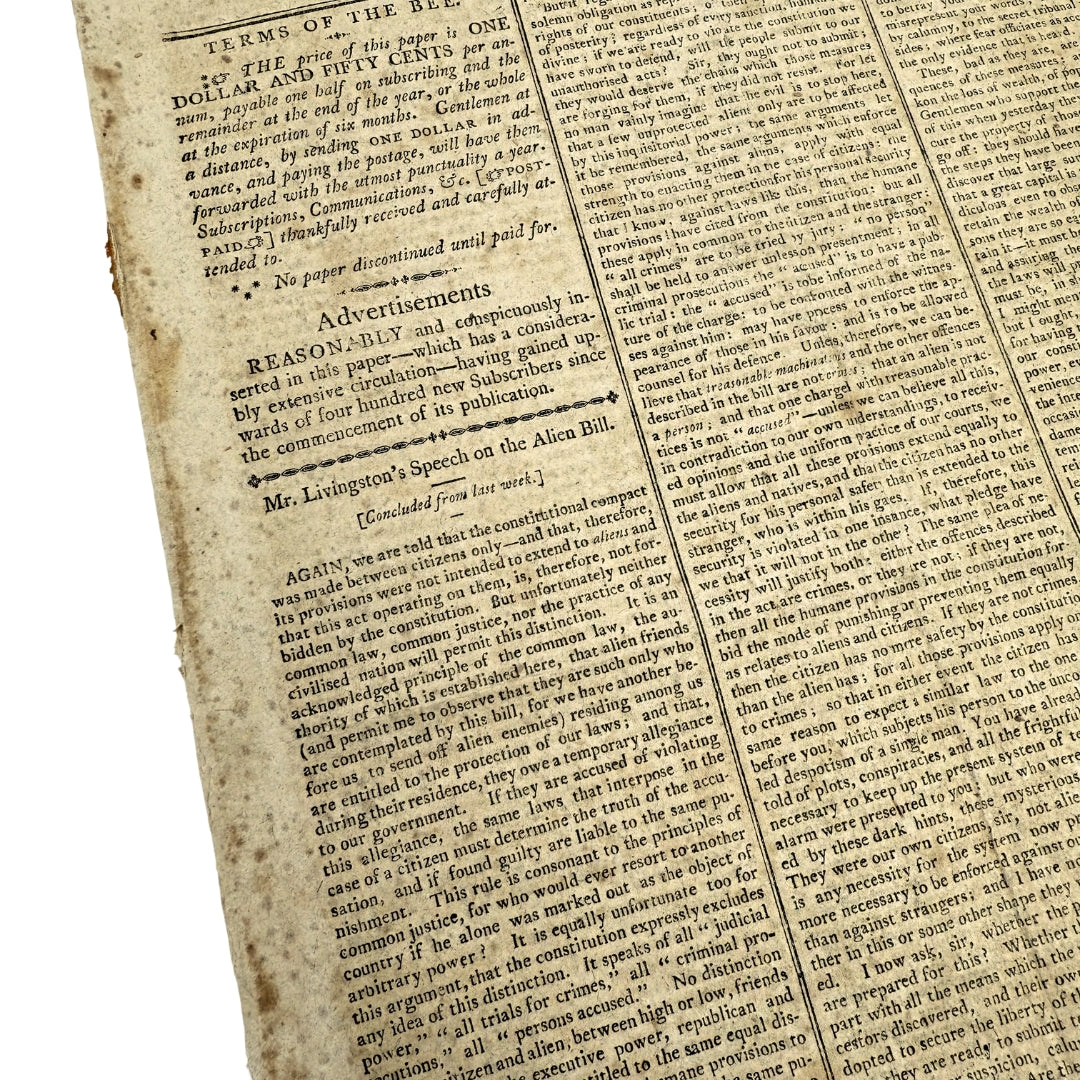 John Adams and George Washington in "The New-London Bee" of July 25, 1798