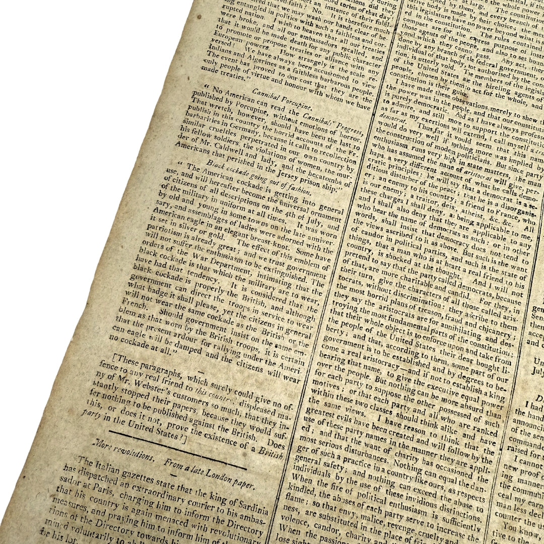 John Adams and George Washington in "The New-London Bee" of July 25, 1798