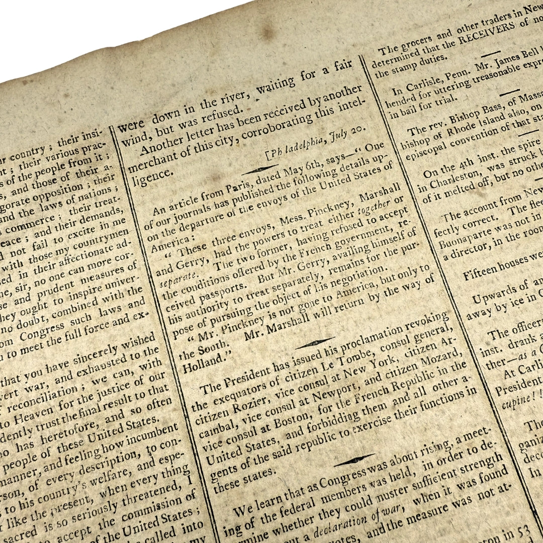 John Adams and George Washington in "The New-London Bee" of July 25, 1798