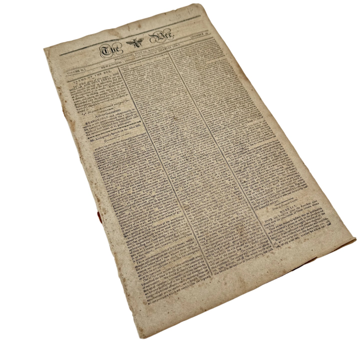 John Adams and George Washington in "The New-London Bee" of July 25, 1798