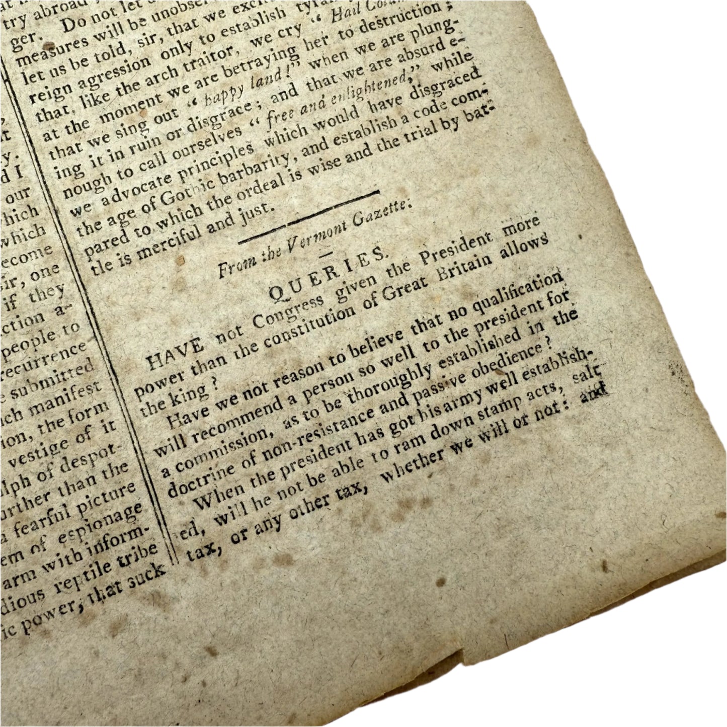 John Adams and George Washington in "The New-London Bee" of July 25, 1798