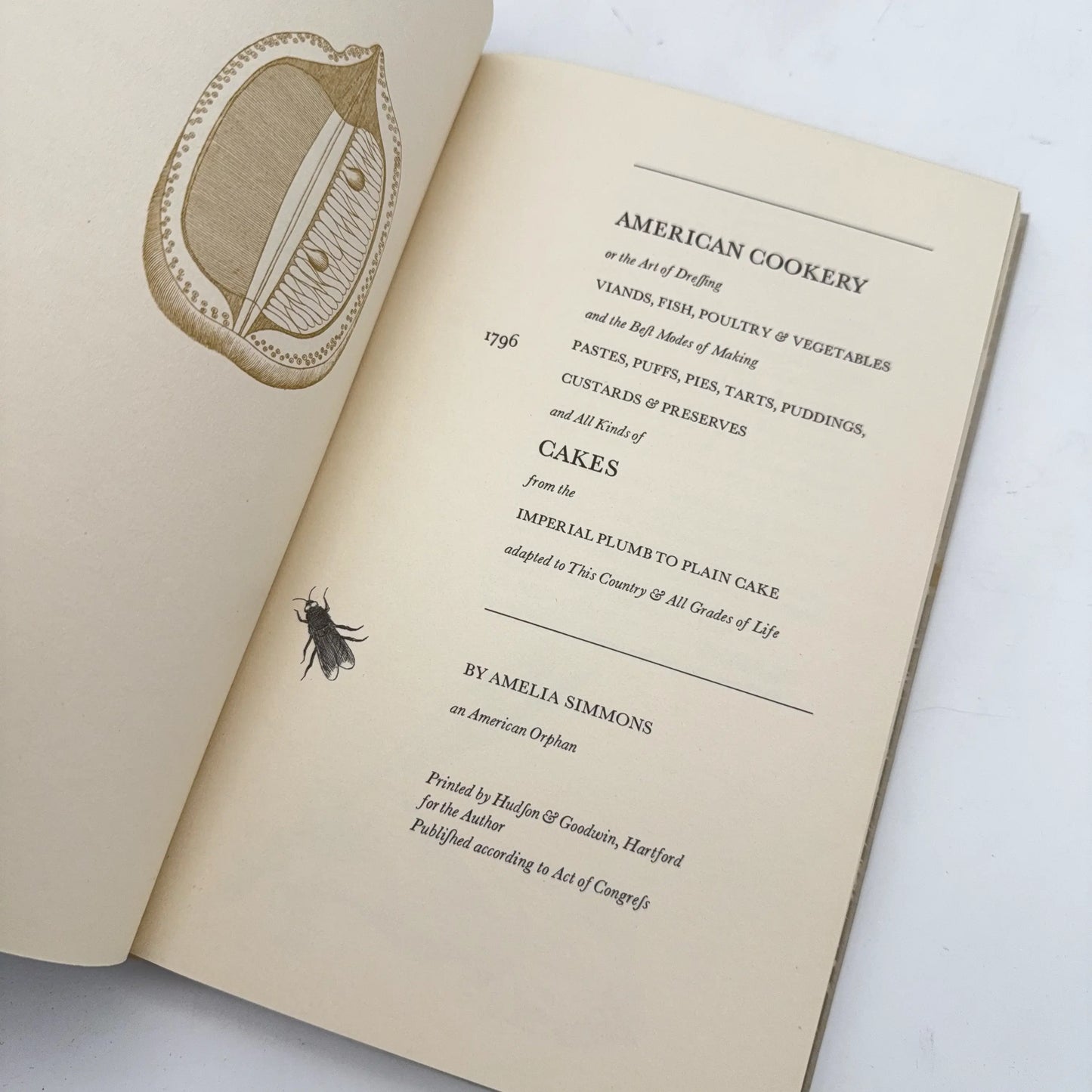 "American Cookery" by Amelia Simmons — First known cookbook written by an American