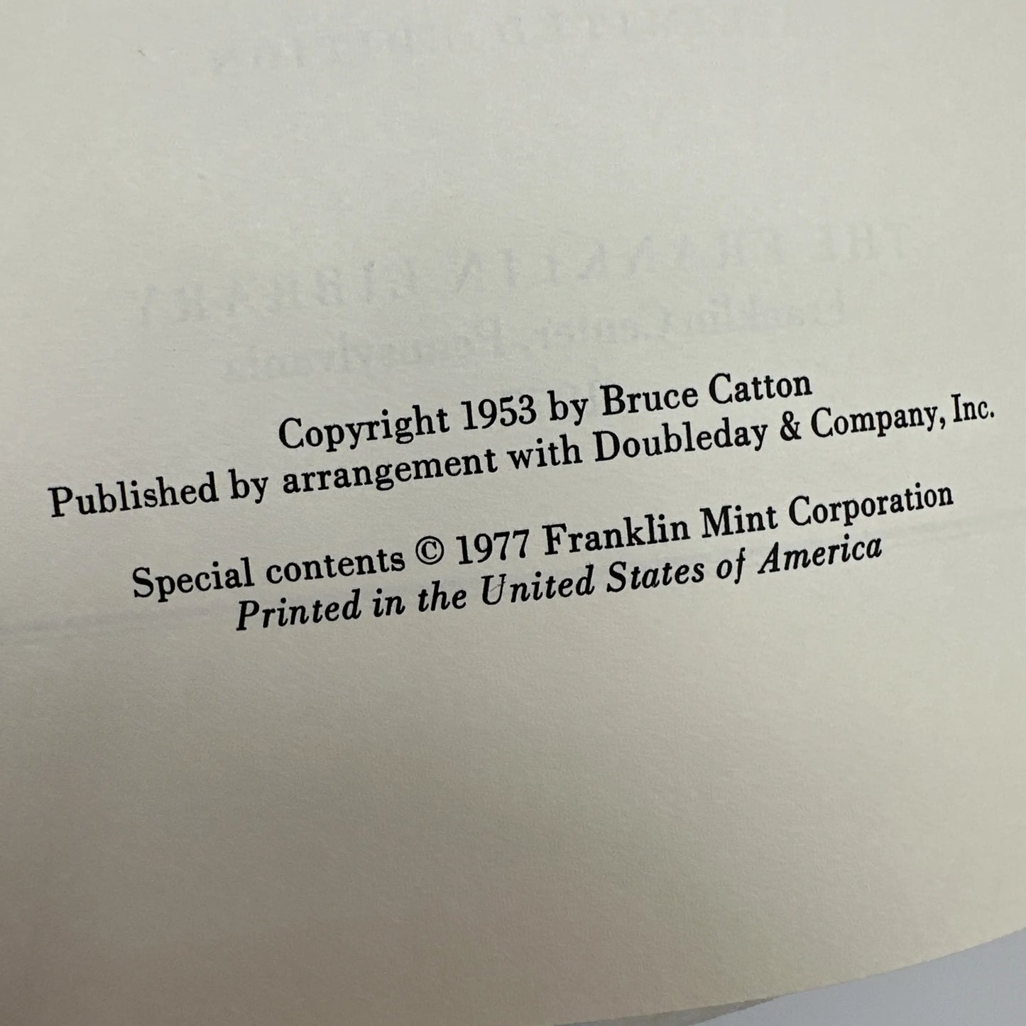 "A Stillness at Appomattox" signed by the author Bruce Catton — A beautiful private printing, leather-bound with gilt lettering
