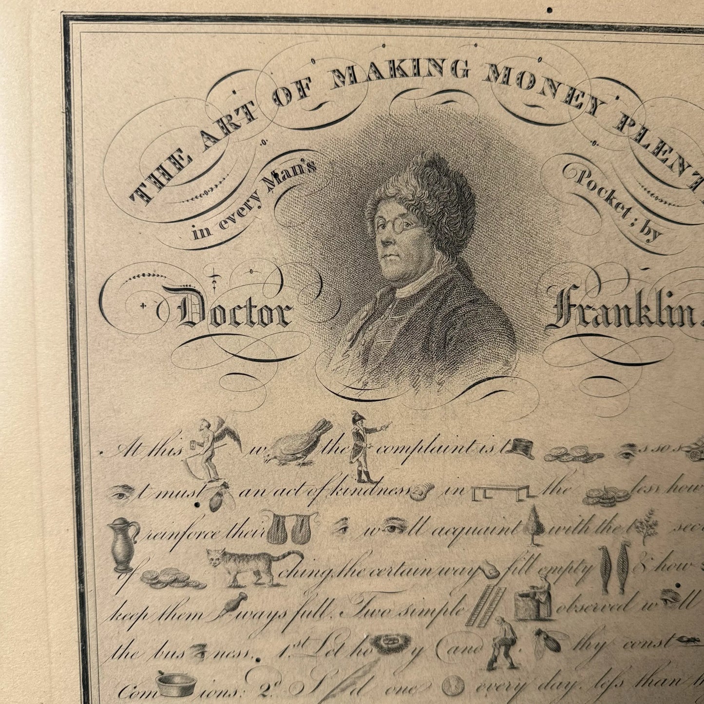 Benjamin Franklin — The Art of Making Money Plenty in every Man's Pocket — Framed
