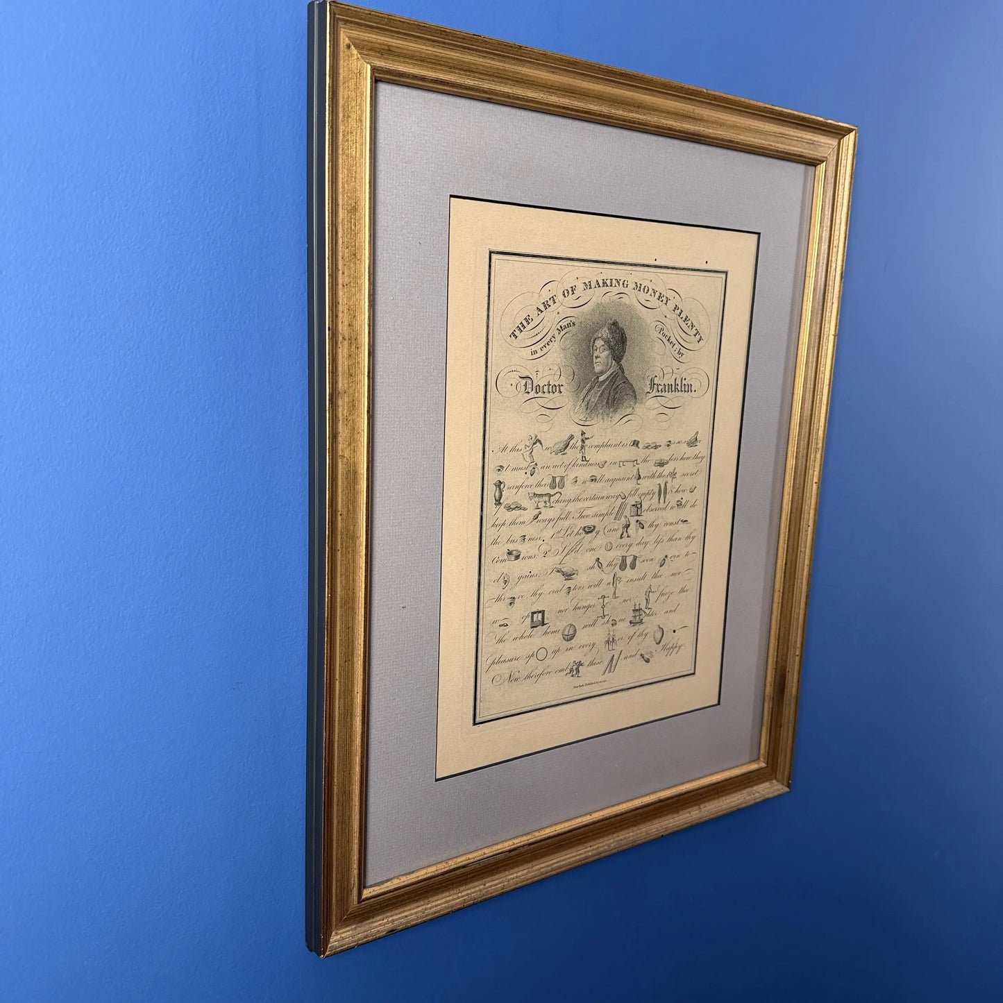 Benjamin Franklin — The Art of Making Money Plenty in every Man's Pocket — Framed