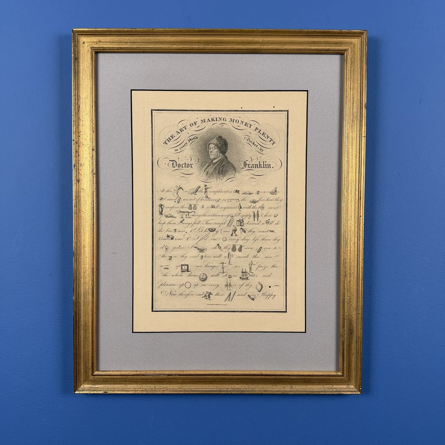 Benjamin Franklin — The Art of Making Money Plenty in every Man's Pocket — Framed