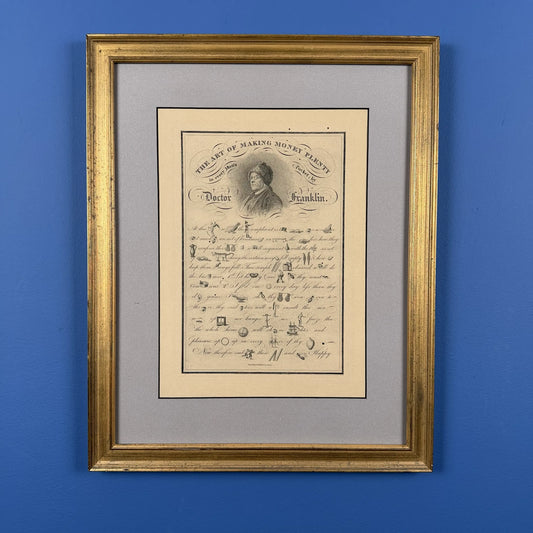 Benjamin Franklin — The Art of Making Money Plenty in every Man's Pocket — Framed