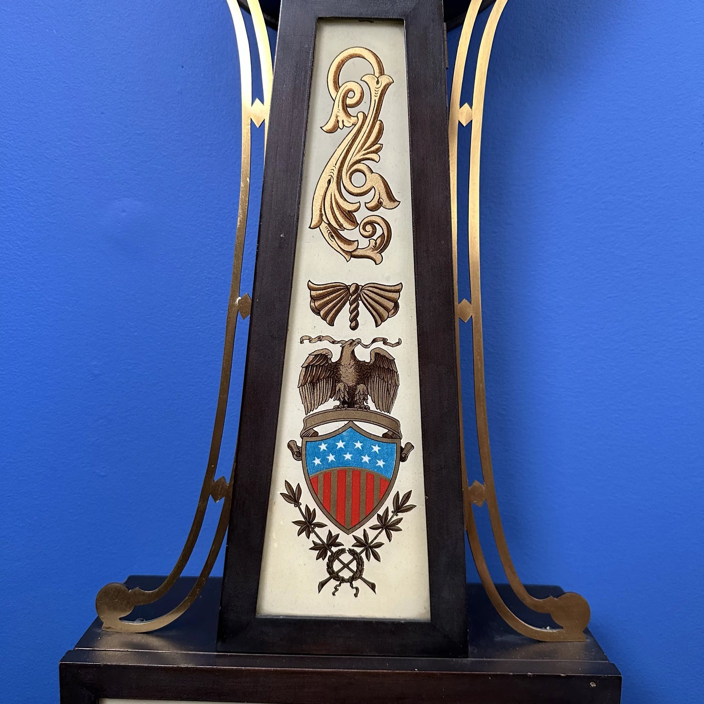 Seth Thomas "Banjo Clock" with a depiction of a naval engagement