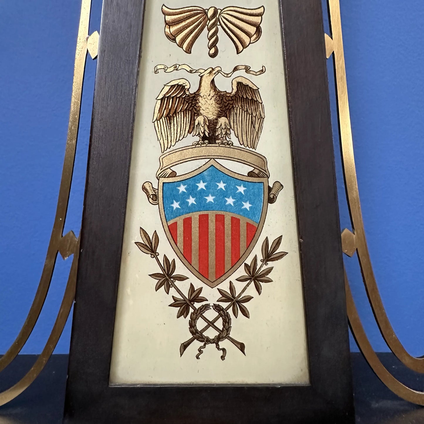 Seth Thomas "Banjo Clock" with a depiction of a naval engagement