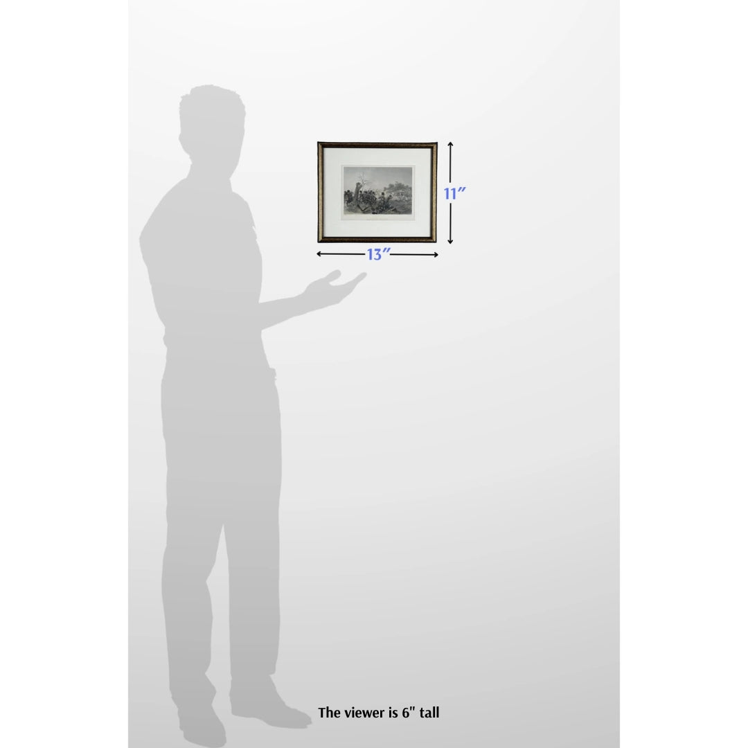 "Battle of Harlem" c. 1860 steel engraving — Hand colored — Framed