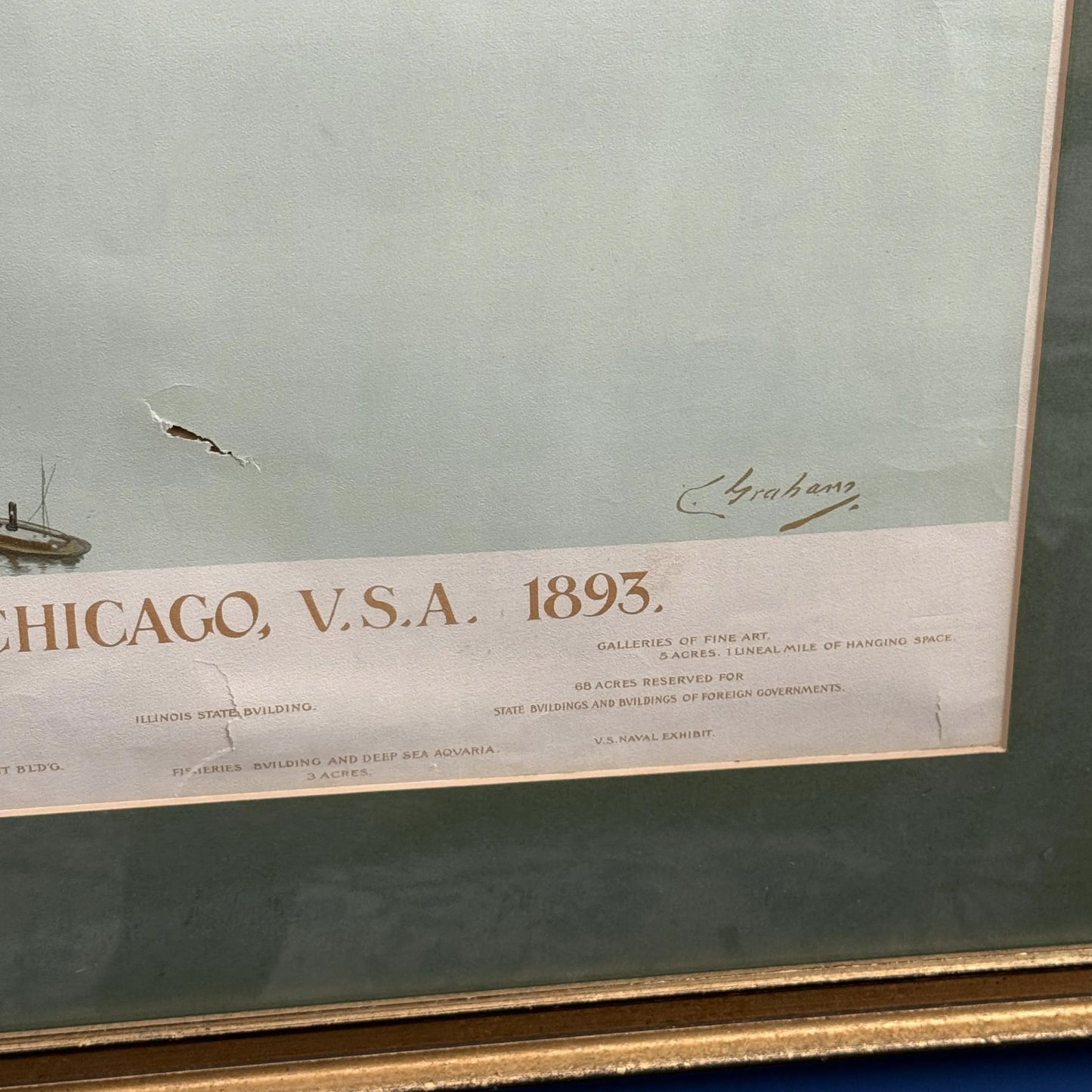 "Official Birds-eye View of the Columbian Exposition; Chicago U.S.A. 1893" — Framed