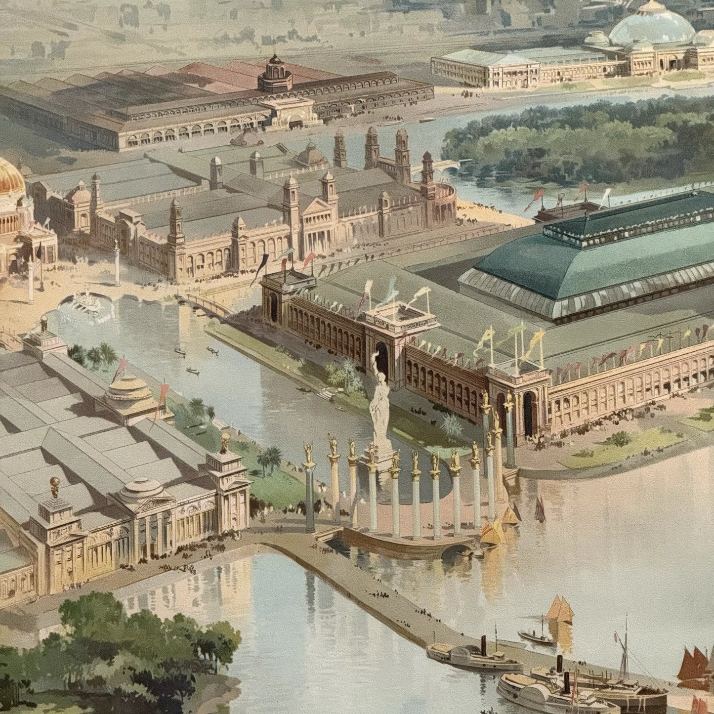 "Official Birds-eye View of the Columbian Exposition; Chicago U.S.A. 1893" — Framed