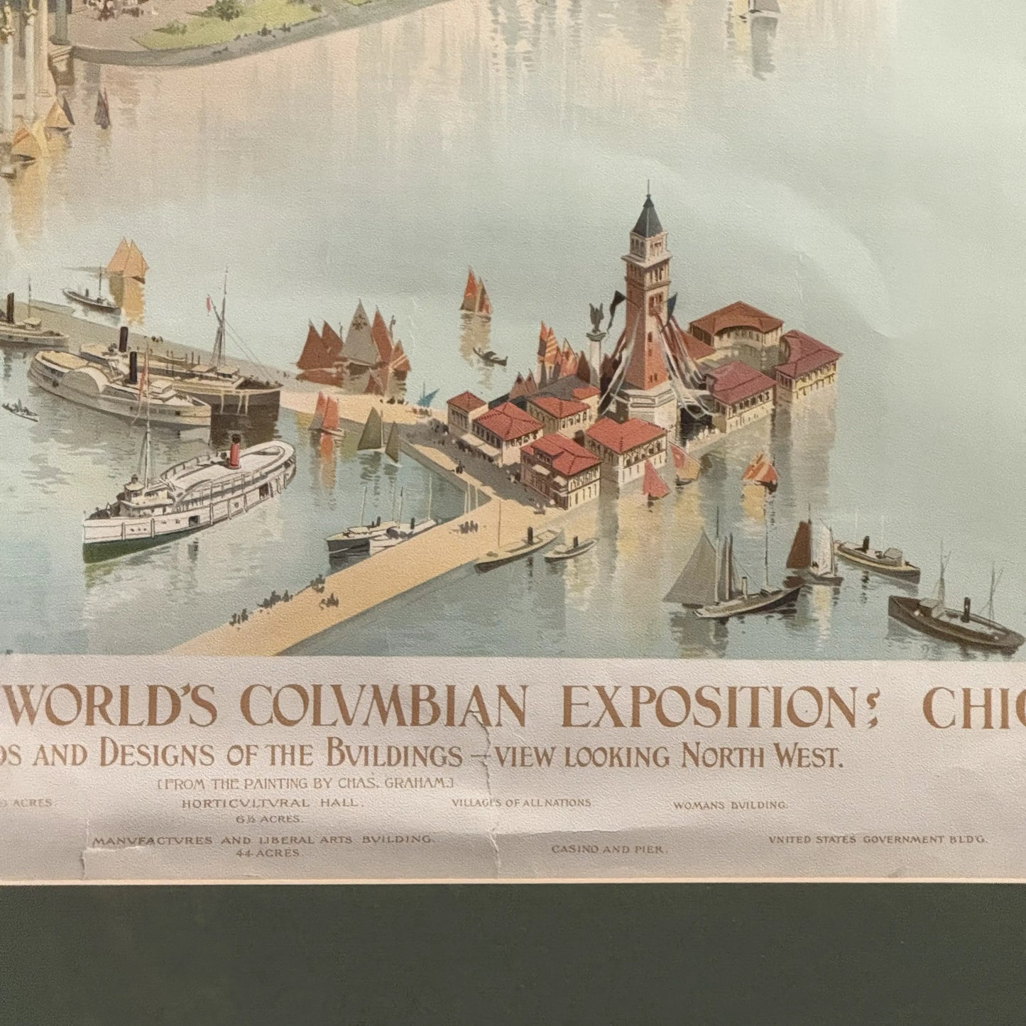 "Official Birds-eye View of the Columbian Exposition; Chicago U.S.A. 1893" — Framed