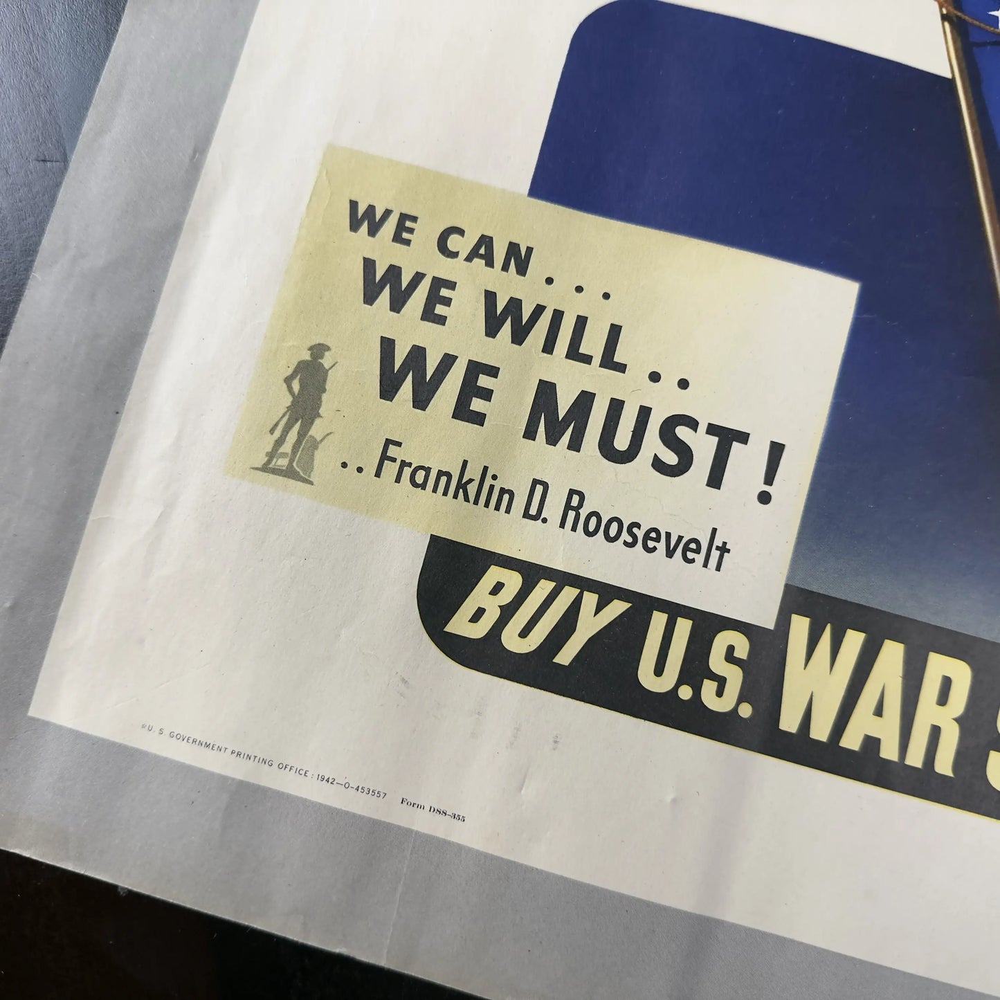 Original 1942 War Bond Poster — "We Can, We Will, We Must" — Buy U.S. War Savings Bonds & Stamps Now
